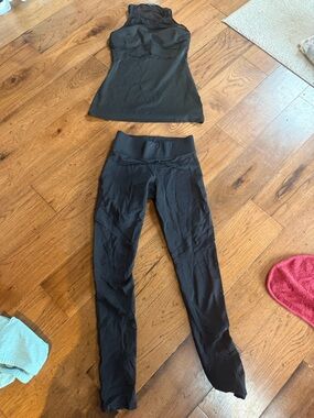 Michi Black Activewear Leggings and Top sheer areas medium set